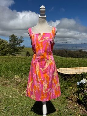 Lilly Pulitzer Pink Orange Giraffe Print Sleeveless Shift Summer Dress size 12